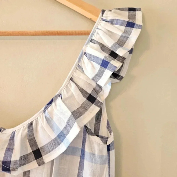 Red Carter Lola Plaid Gingham Linen Cotton Blend Jumpsuit Blue White Size Small. - Picture 9 of 16